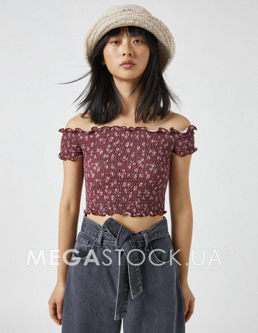 Топ PULL & BEAR Ж1085683 (9247/320/605) колір бордовий-рожевий