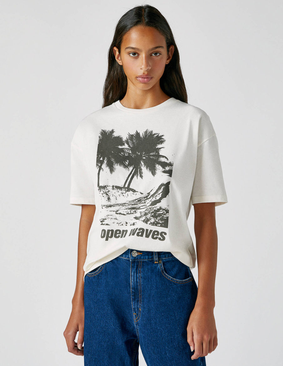Футболка PULL & BEAR Ж1094575 (9249/308/805) колір бежевий
