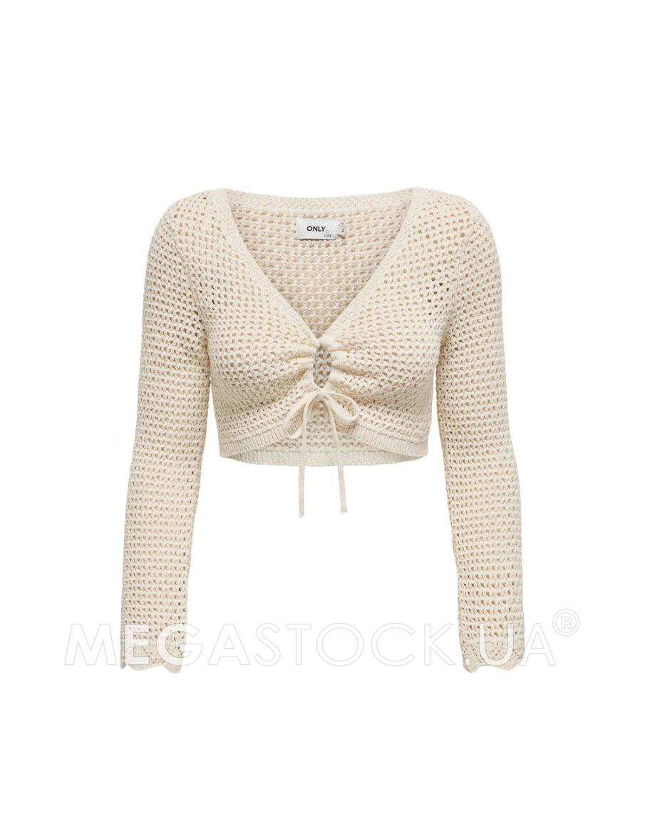 ONLMARY LIFE LS CROPPPED TIE V-NECK KNT